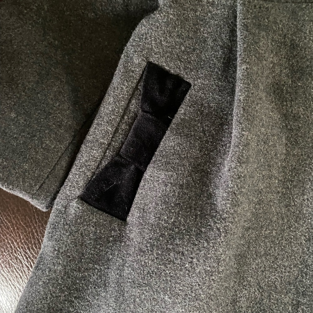 Rothschild Gray Faux Wool Black Velvet Trim Back Bow Adorable Peacoat 2T - Picture 8 of 16
